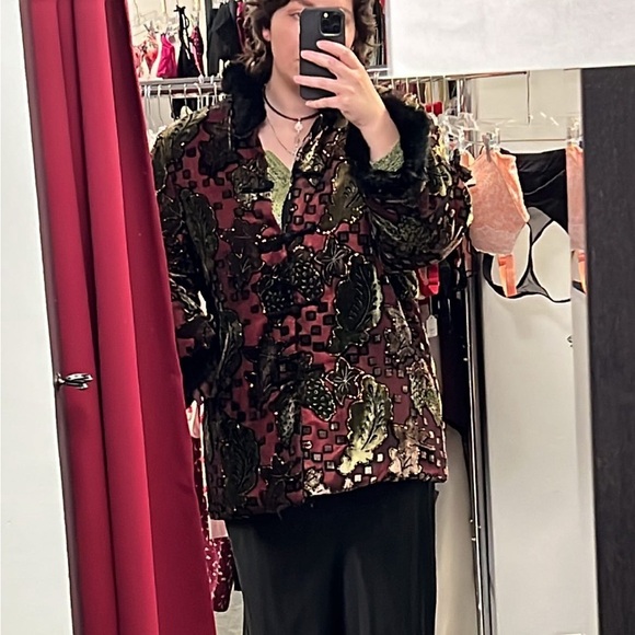 Velvet mesh faux fur Jacket - Picture 2 of 6